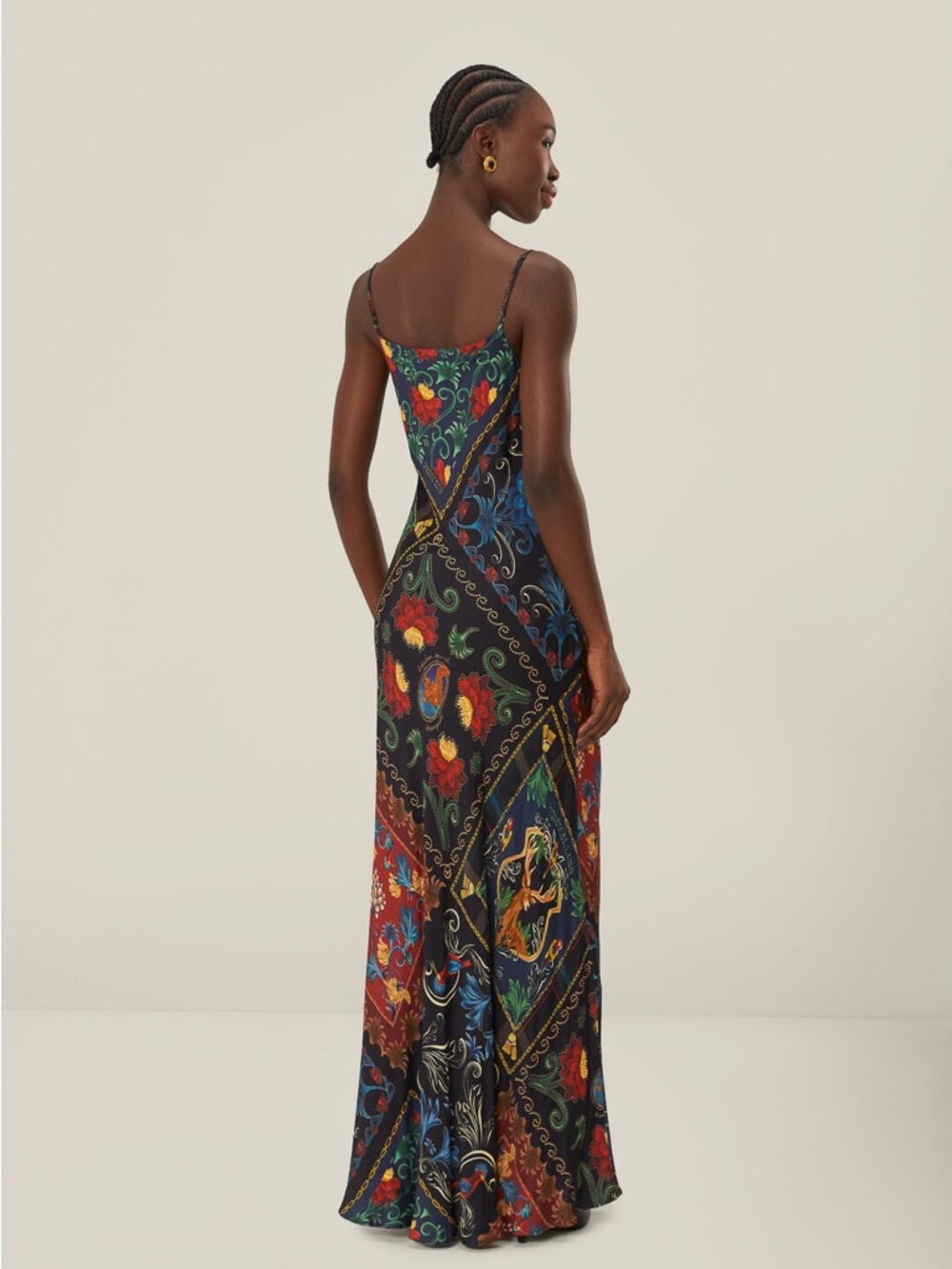 FARM Rio Black Floral Patchwork Slip Maxi Dress M New - Picture 3 of 8